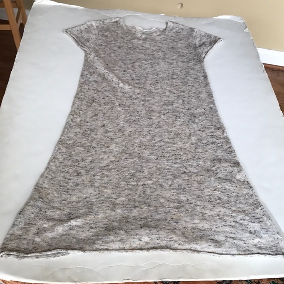 Zara Knit Sweater Dress Short Sleeve Tunic Gray Small Cotton Linen Mini Sundress - Picture 6 of 10